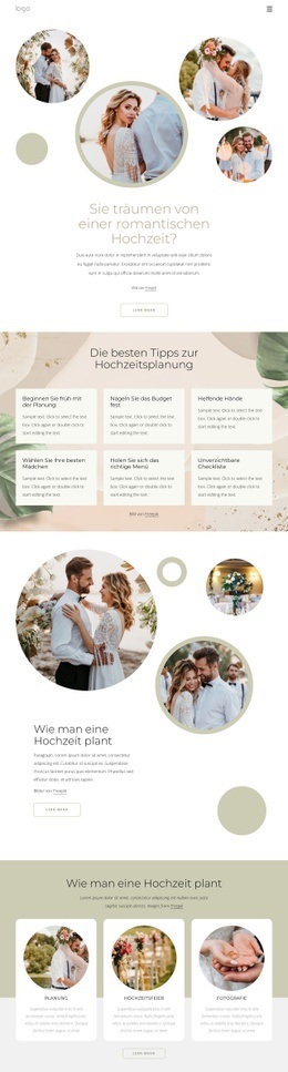 Romantische Hochzeit HTML-Vorlage