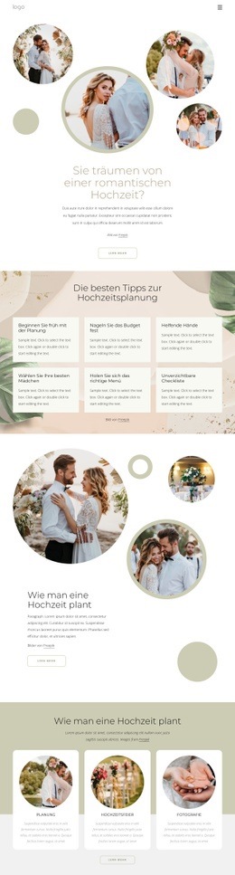 Romantische Hochzeit - Einfaches Website-Design