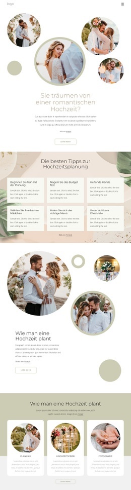 Romantische Hochzeit - Benutzerdefiniertes Website-Modell