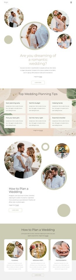 Romantic Wedding - Drag & Drop Homepage Design