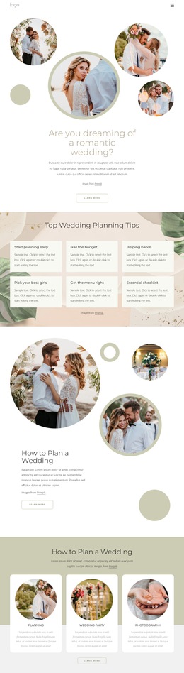 Romantic Wedding Page Photography Portfolio