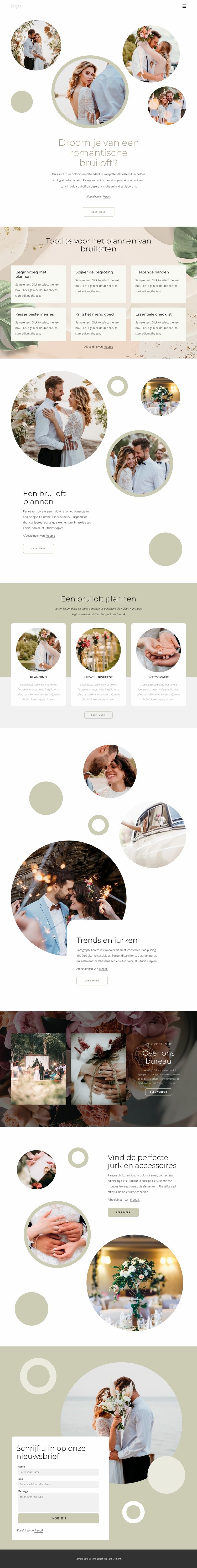 Romantisch huwelijk Website ontwerp
