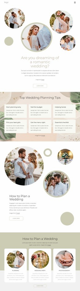 Romantic Wedding Web Page Design