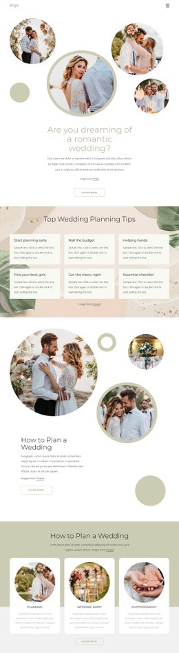 Romantic Wedding Specialty Pages