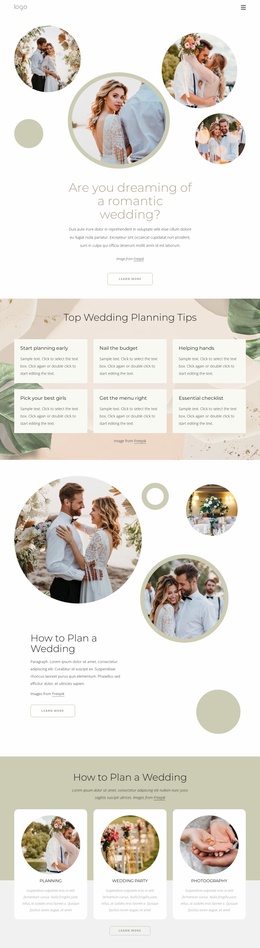 Theme Layout Functionality For Romantic Wedding