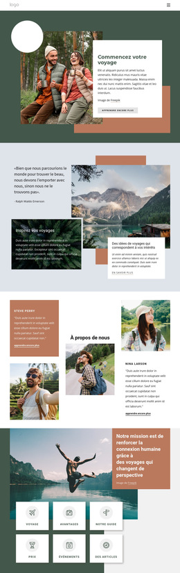 Entreprise De Voyage D'Aventure - Page De Destination