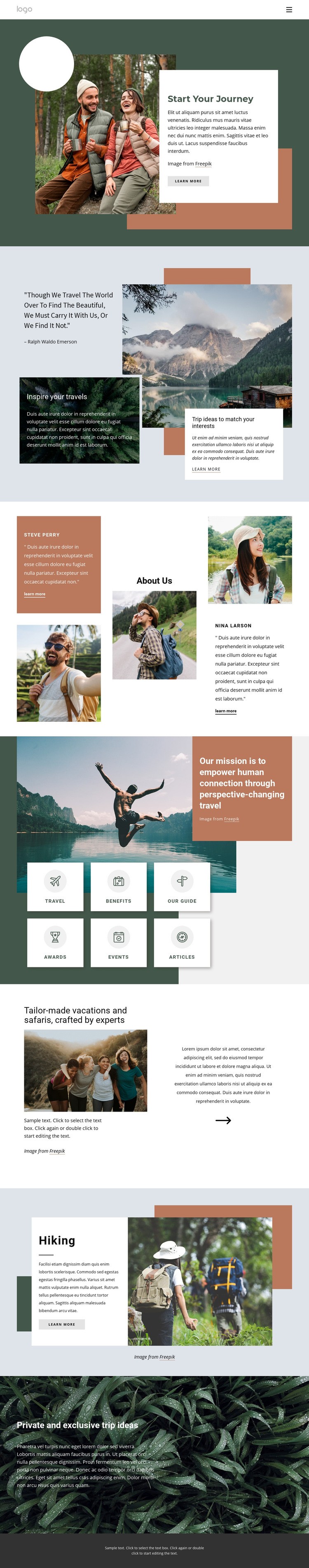 Adventure travel company Homepage Design