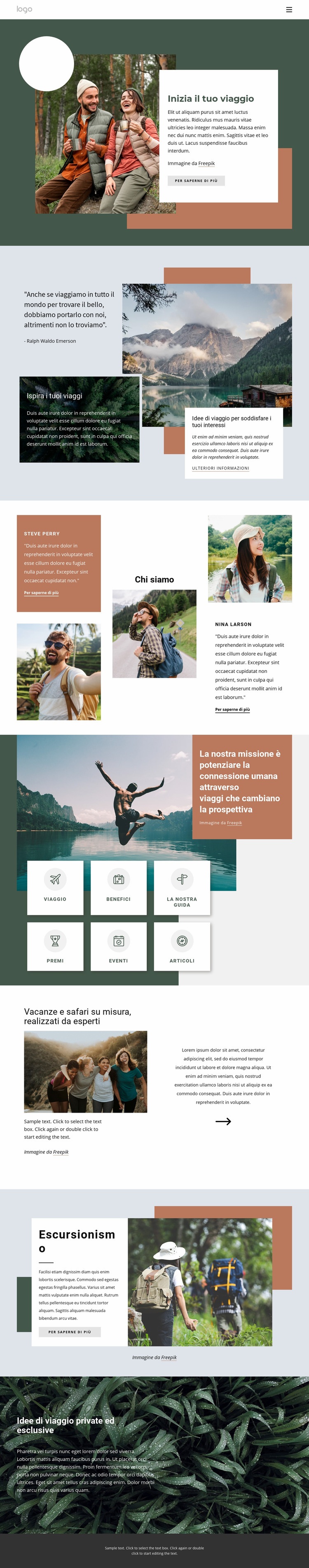 Compagnia di viaggi avventurosi Progettazione di siti web