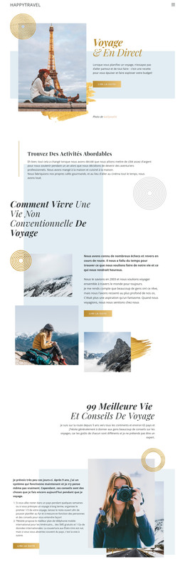 Voyager Et Vivre - Modèle HTML Simple