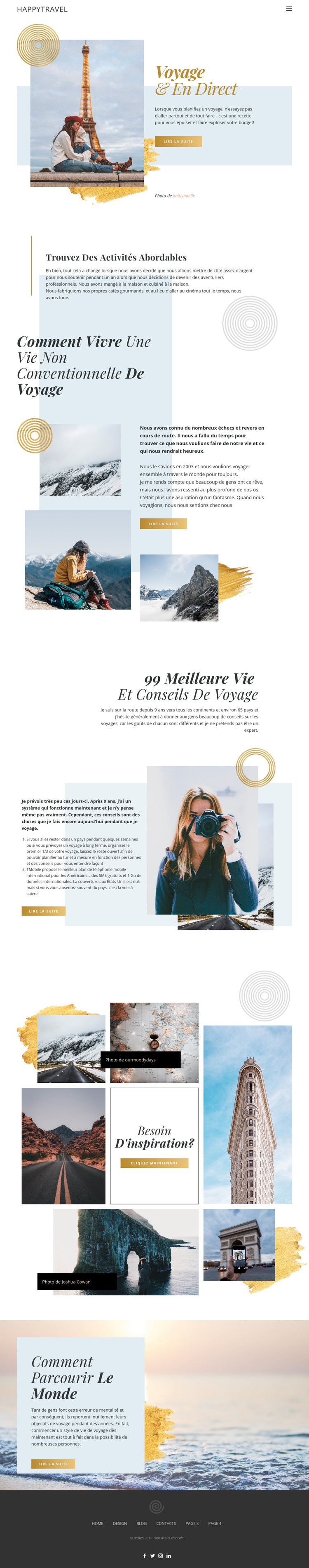 Voyager et vivre Modèle HTML