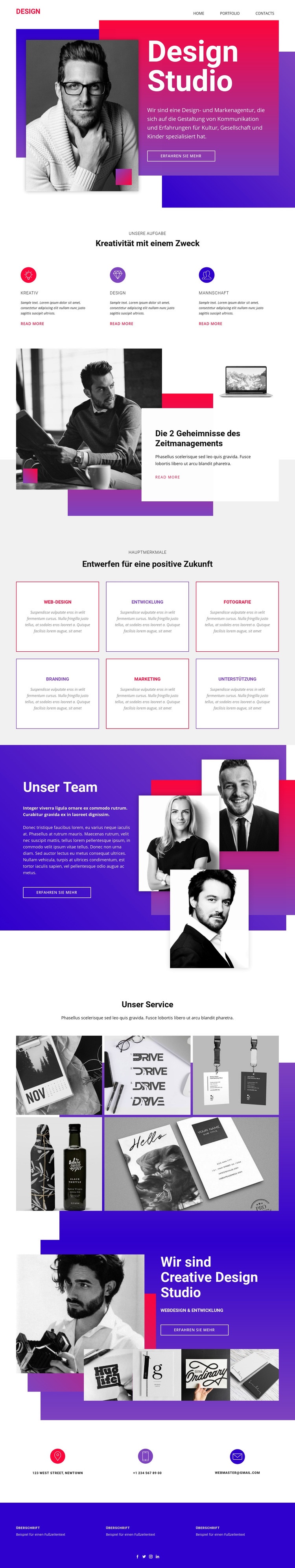 Zeit Webdesign Kunst Landing Page