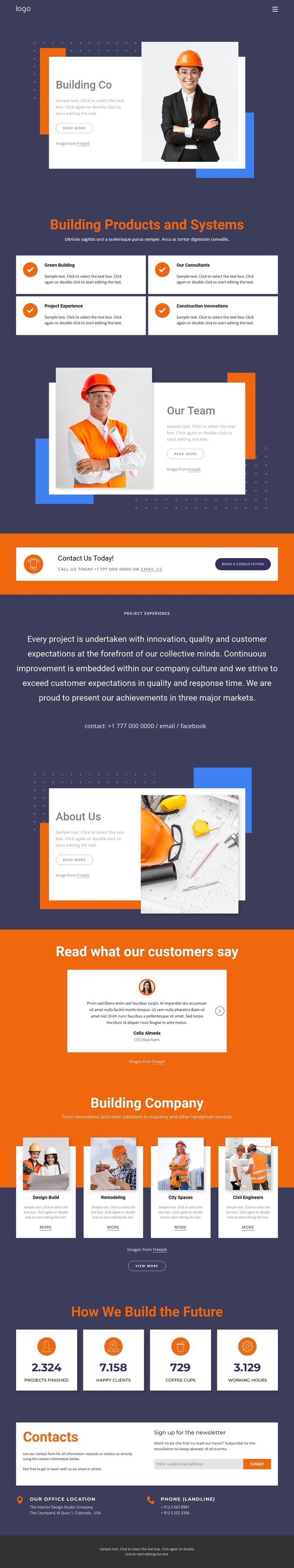 Global building company One Page Template