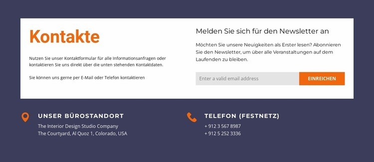 Kontaktformular im weißen Raster Website design