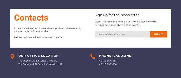Contact form in white grid HTML5 Template