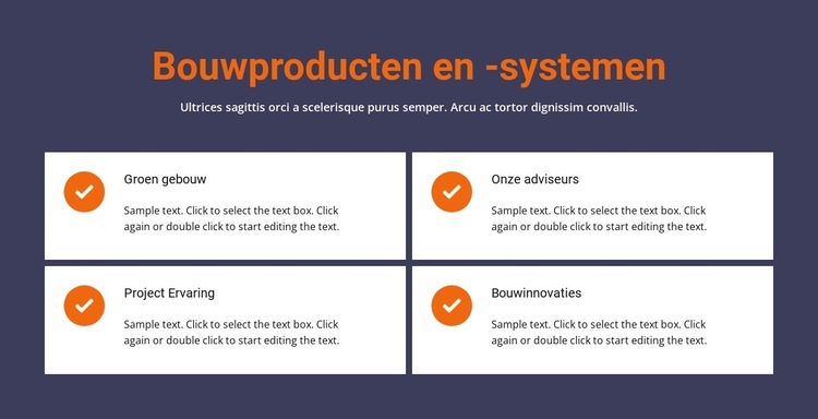 Bouwproducten en systeem Bestemmingspagina