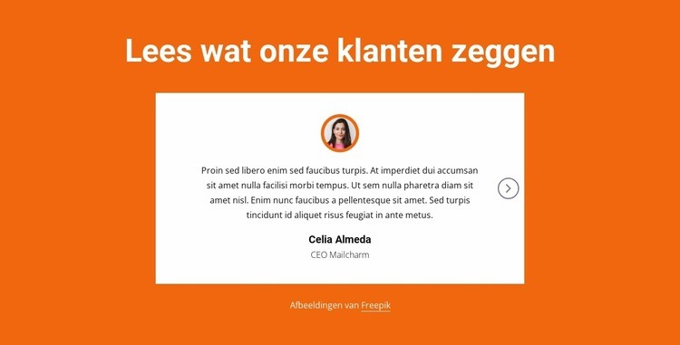 Testimonials blok met slider Sjabloon voor één pagina