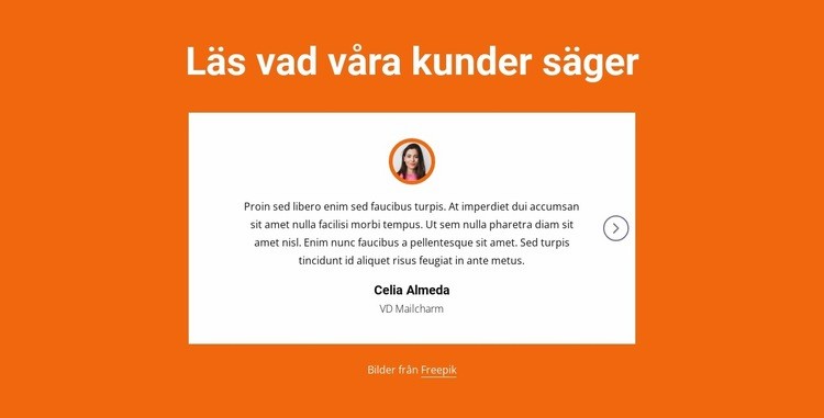 Testimonials block med reglage Webbplats mall