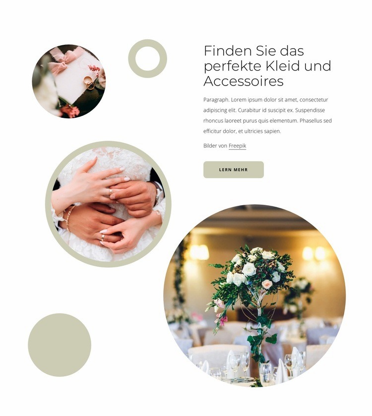 Perfektes Kleid und Accessoires Eine Seitenvorlage