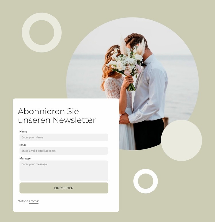 Wir lieben sprechende Hochzeiten Landing Page