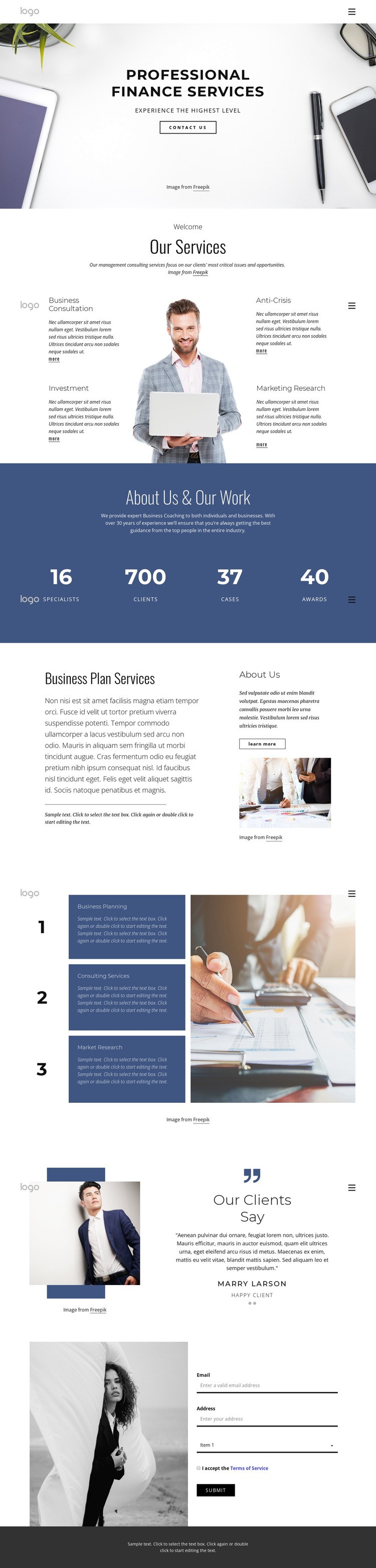 Professional finance services Elementor Template Alternative