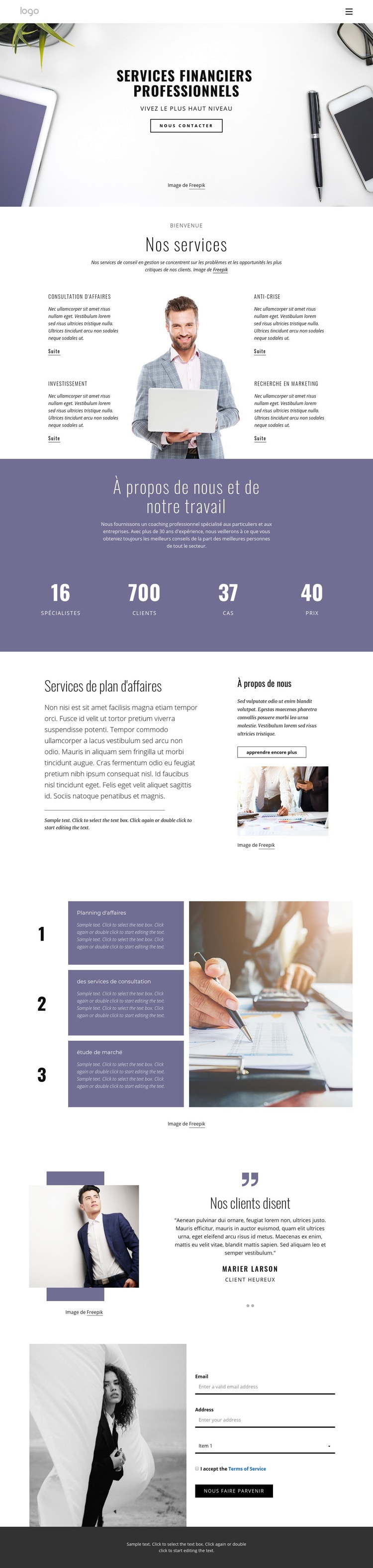 Services financiers professionnels Modèles de constructeur de sites Web