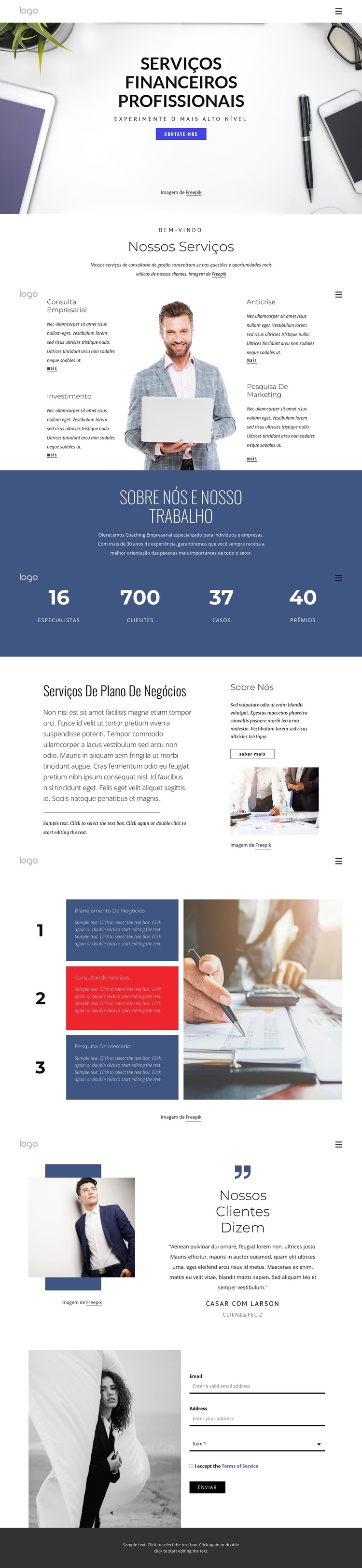 Serviços financeiros profissionais Modelo de site