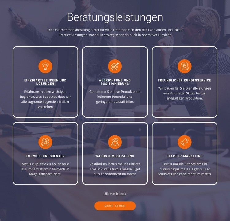 Wir arbeiten mit Startups und etablierten Unternehmen zusammen HTML5-Vorlage