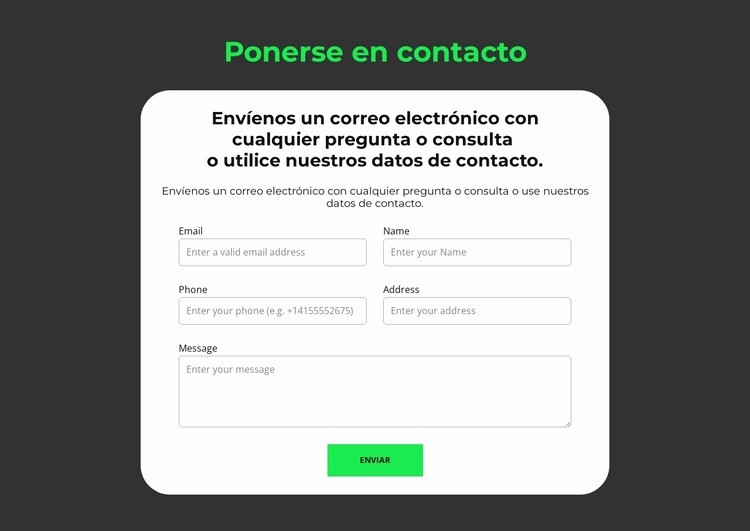 Formato de solicitud Maqueta de sitio web