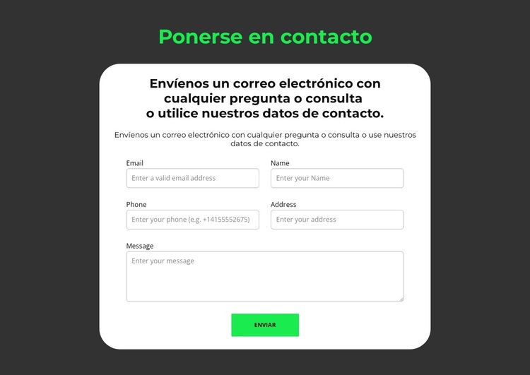 Formato de solicitud Plantilla de sitio web