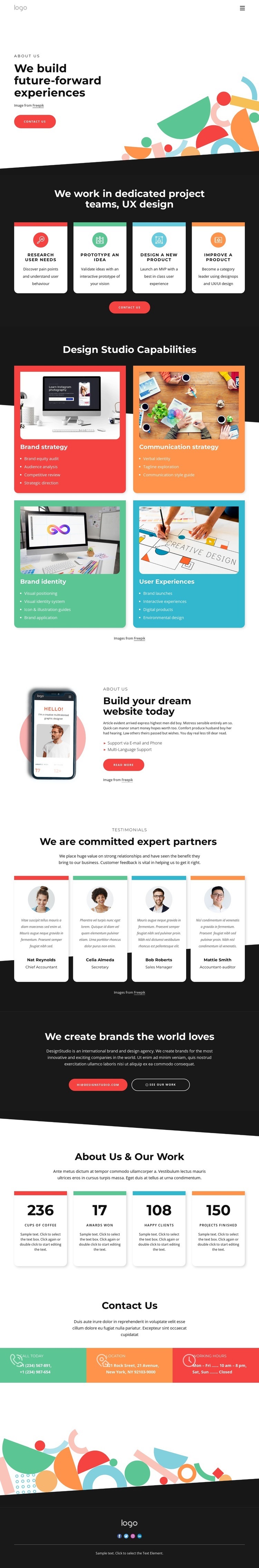 We design with the future in mind Homepage Design