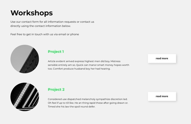 Choose your workshop Homepage Design