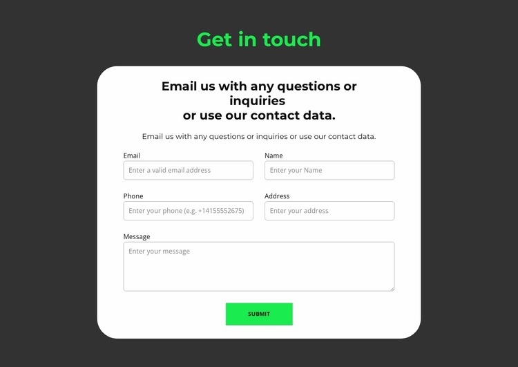 Submission form Homepage Design
