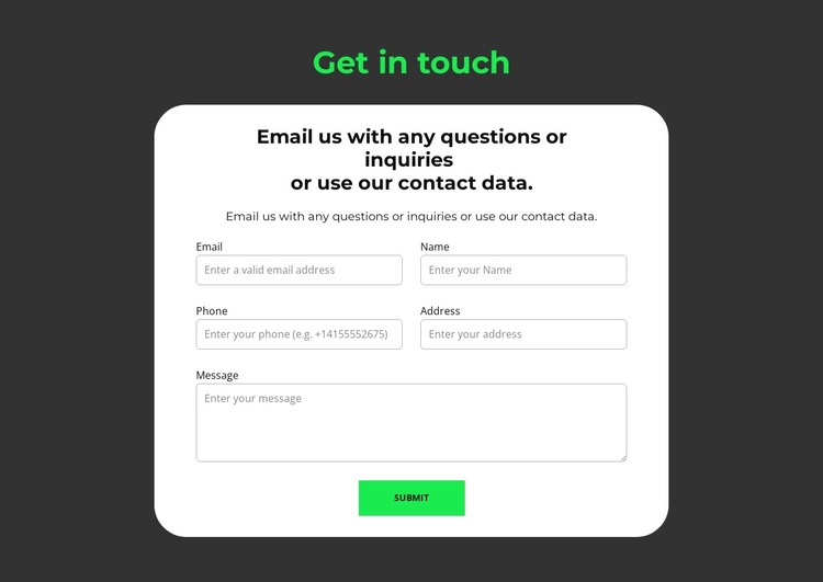 Submission form HTML5 Template