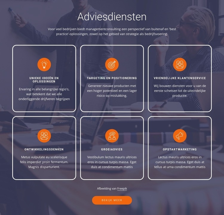 Wij werken met startups en gevestigde bedrijven Html Website Builder