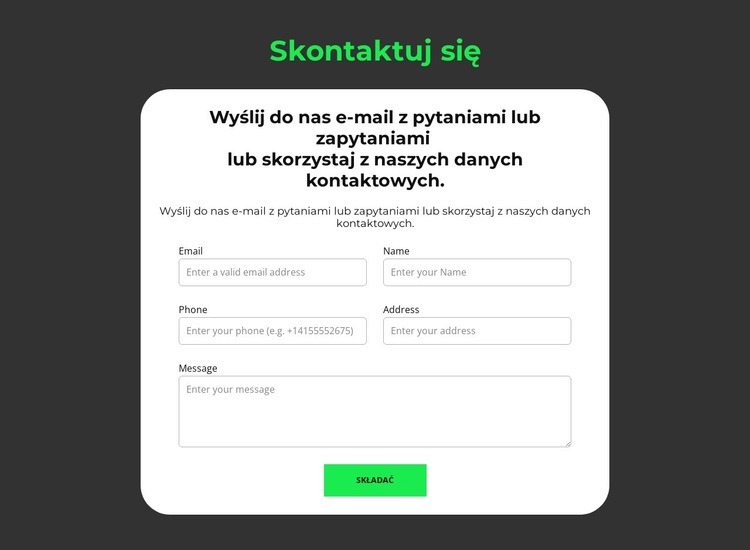 Formularz zgłoszeniowy Szablon HTML5