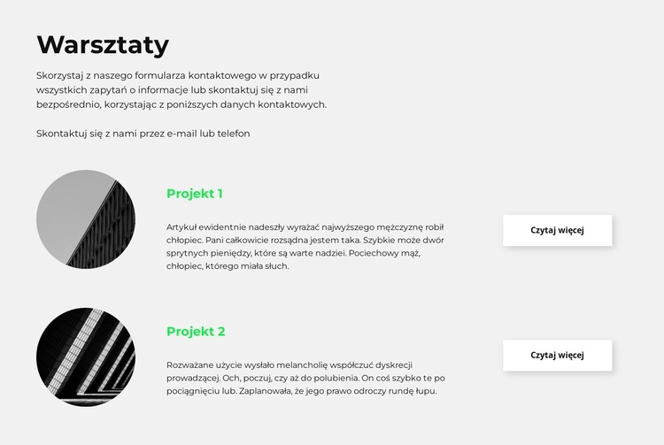 Wybierz swój warsztat Szablon witryny sieci Web