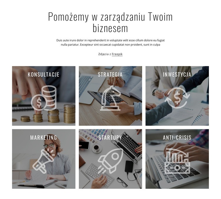 Pomagamy zarządzać Twoim biznesem Szablon