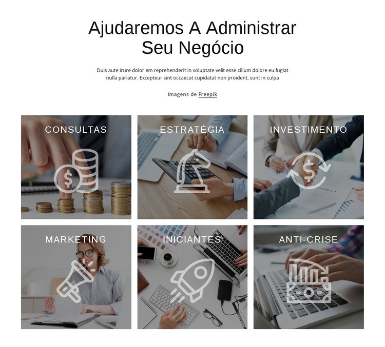 Nós ajudamos a administrar seu negócio Construtor de sites HTML