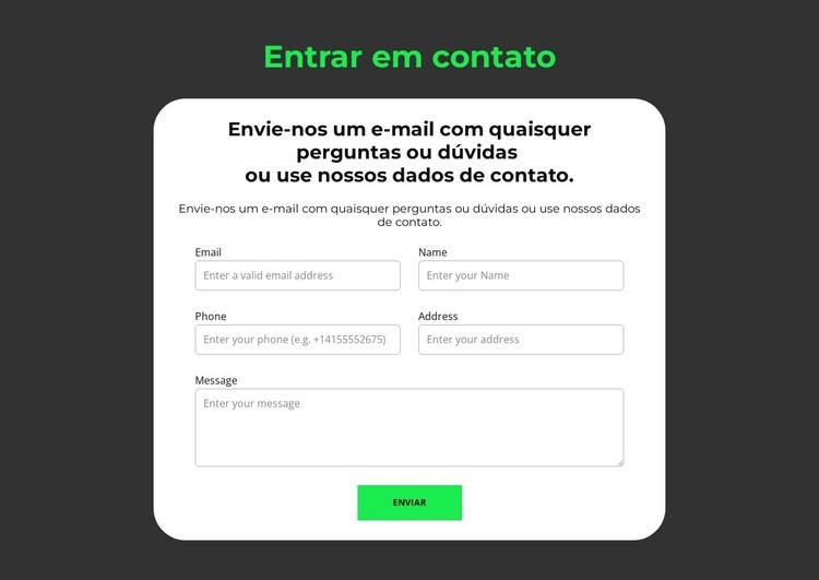 Formulário de submissão Construtor de sites HTML