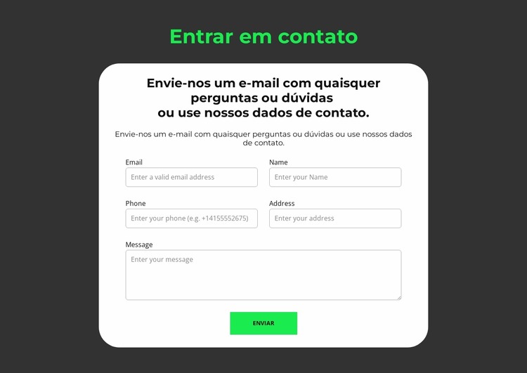 Formulário de submissão Template Joomla