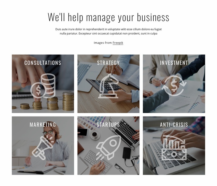 We help to manage your business Squarespace Template Alternative