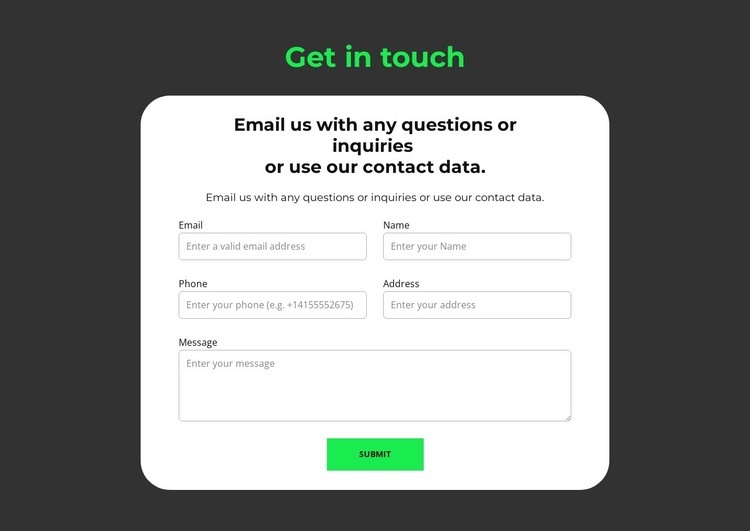 Submission form Squarespace Template Alternative