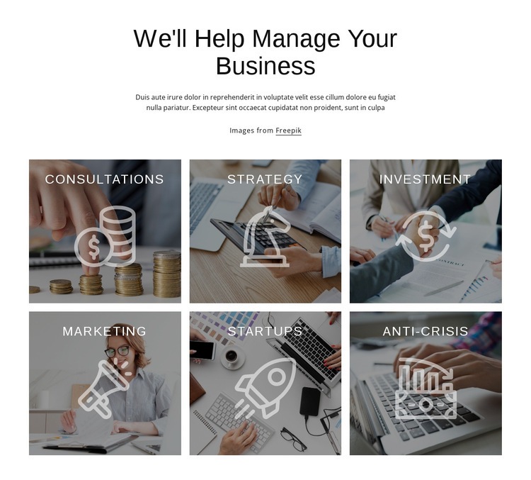 Vi hjälper dig att hantera ditt företag Html webbplatsbyggare