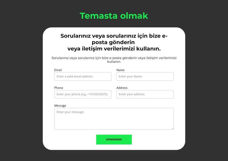 Başvuru formu HTML Şablonu