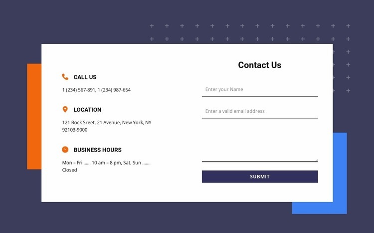 Contacts block with two shapes Web Page Design