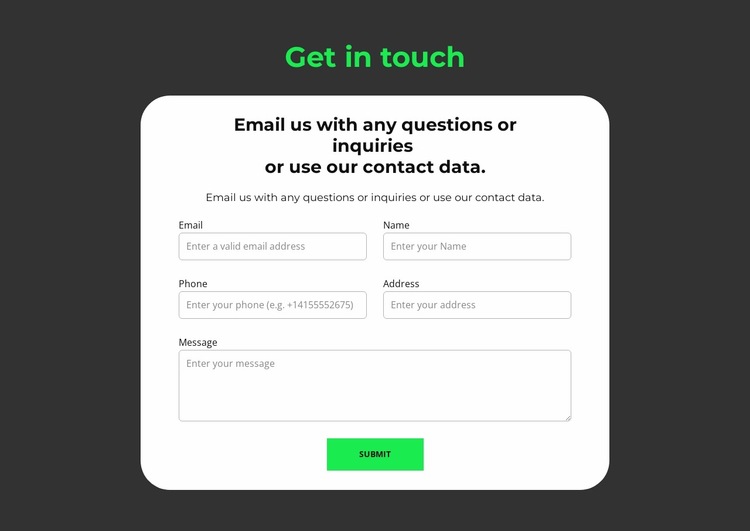 Submission form Website Builder Templates