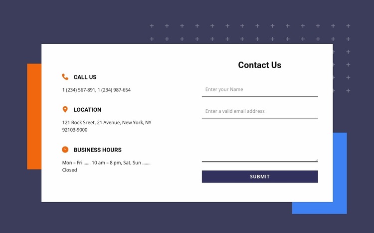 Contacts block with two shapes Website Design