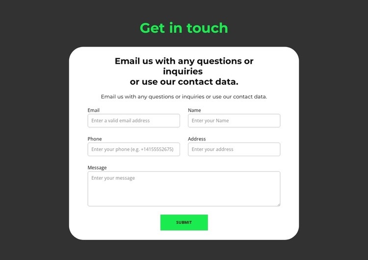 Submission form Wix Template Alternative