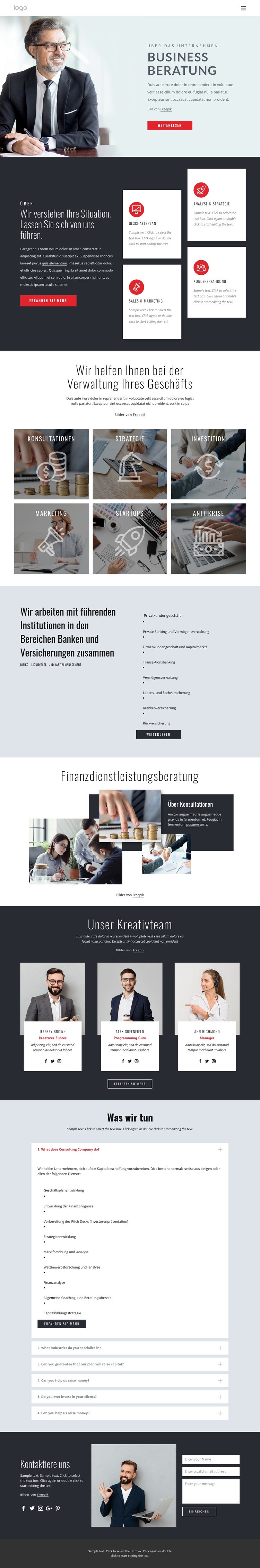 Erfolgreiche Finanzstrategie Website Builder-Vorlagen