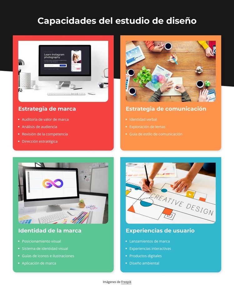 Ofrecemos una gama completa de servicios de diseño. Maqueta de sitio web